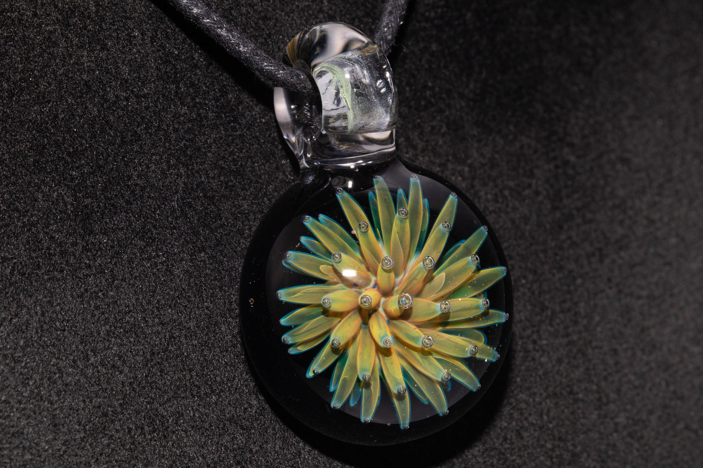 Nebula Glass Pendant | Air Trap Implosion Jewelry | Floral Space Necklace | Galaxy Anemone Pendant | Artisan Handmade Art