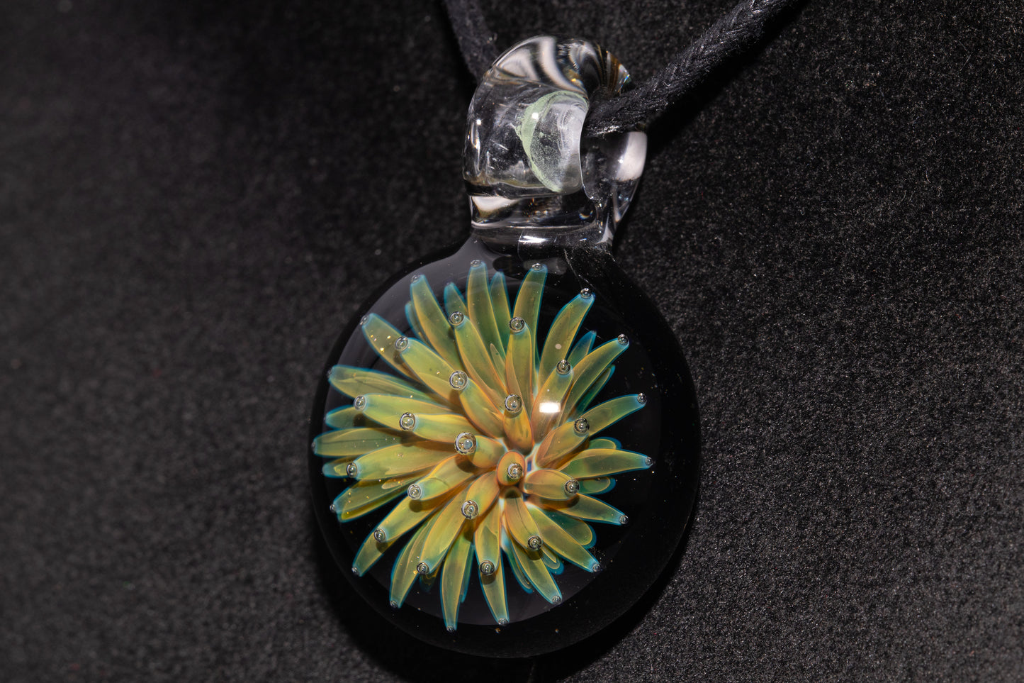 Nebula Glass Pendant | Air Trap Implosion Jewelry | Floral Space Necklace | Galaxy Anemone Pendant | Artisan Handmade Art