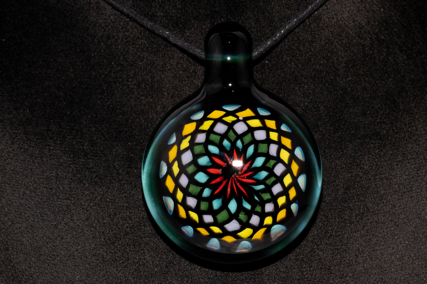 Multicolored Mandala Pendant | Fillacello Glass Art | Heady Sacred Geometry Jewelry