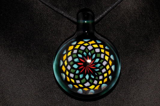 Multicolored Mandala Pendant | Fillacello Glass Art | Heady Sacred Geometry Jewelry