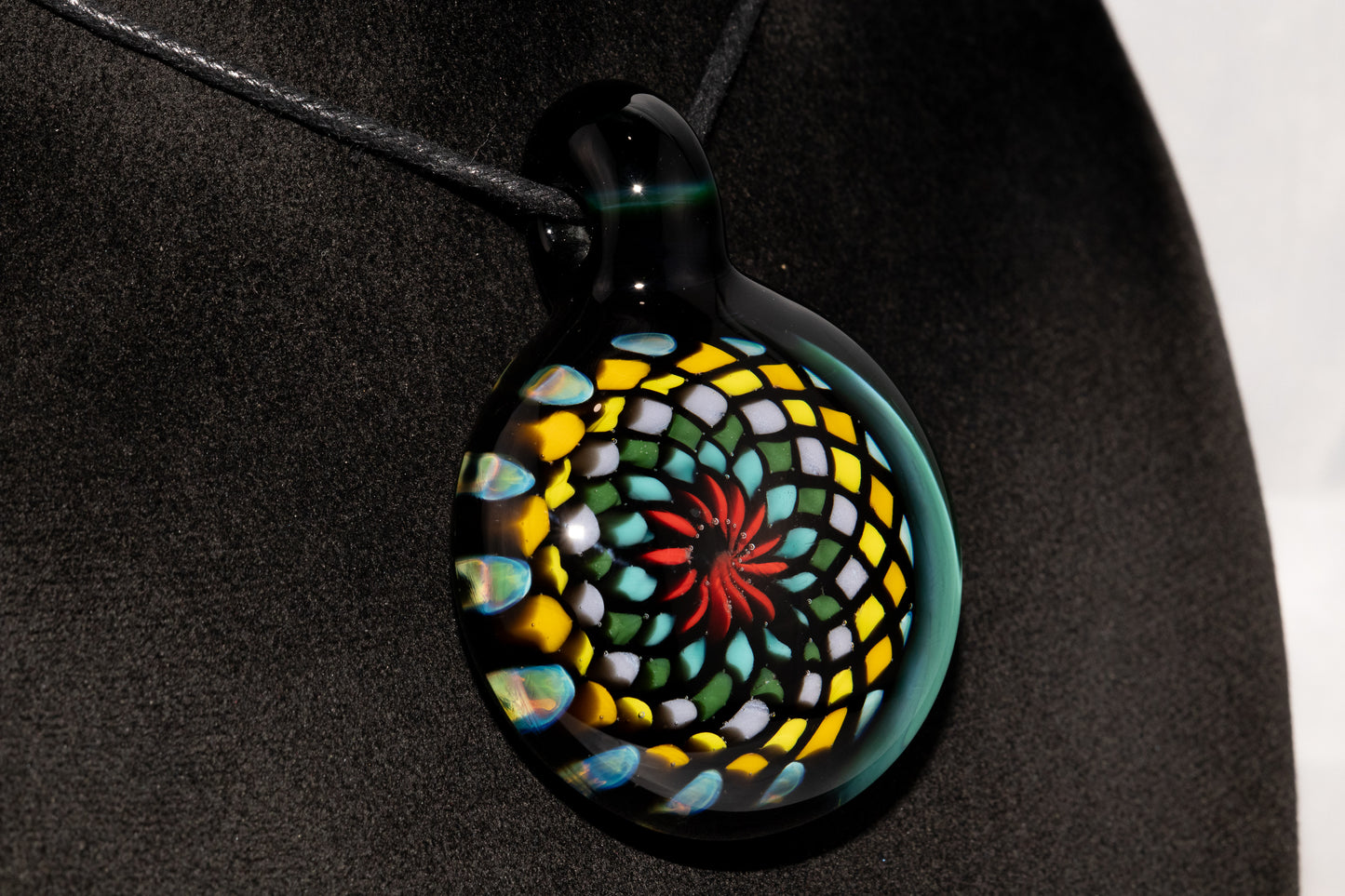 Multicolored Mandala Pendant | Fillacello Glass Art | Heady Sacred Geometry Jewelry