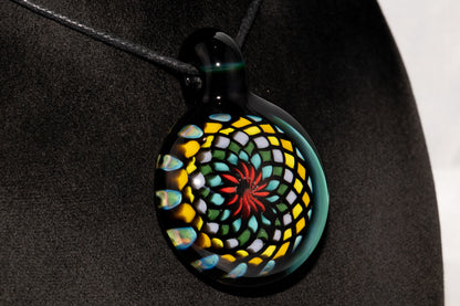 Multicolored Mandala Pendant | Fillacello Glass Art | Heady Sacred Geometry Jewelry