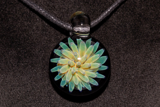 Nebula Glass Pendant | Air Trap Implosion Jewelry | Floral Space Necklace | Galaxy Anemone Pendant | Artisan Handmade Art