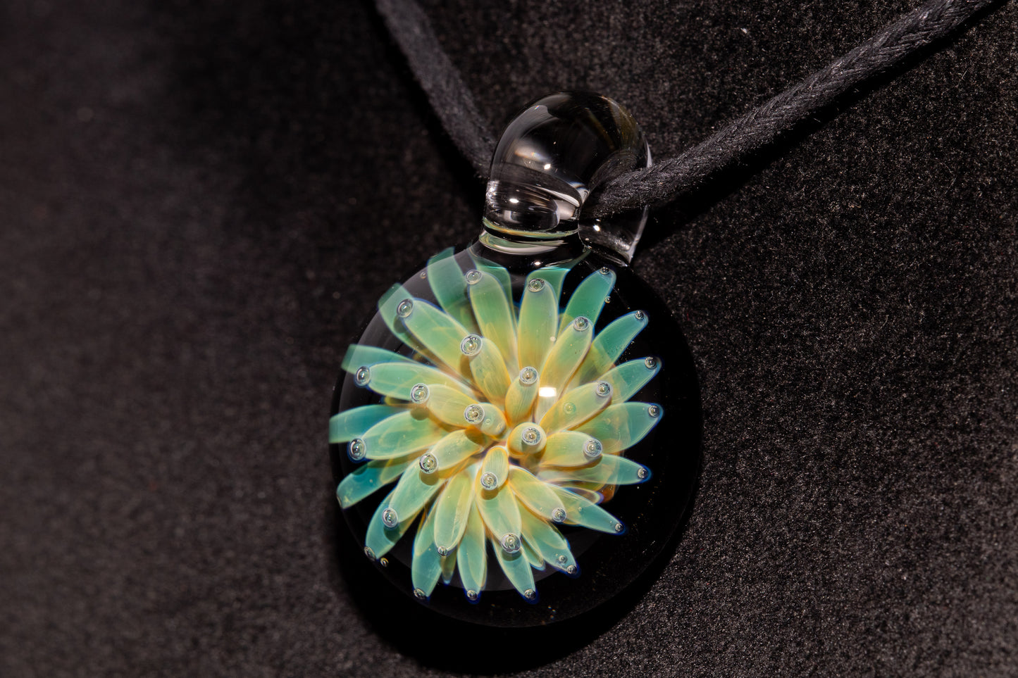 Nebula Glass Pendant | Air Trap Implosion Jewelry | Floral Space Necklace | Galaxy Anemone Pendant | Artisan Handmade Art