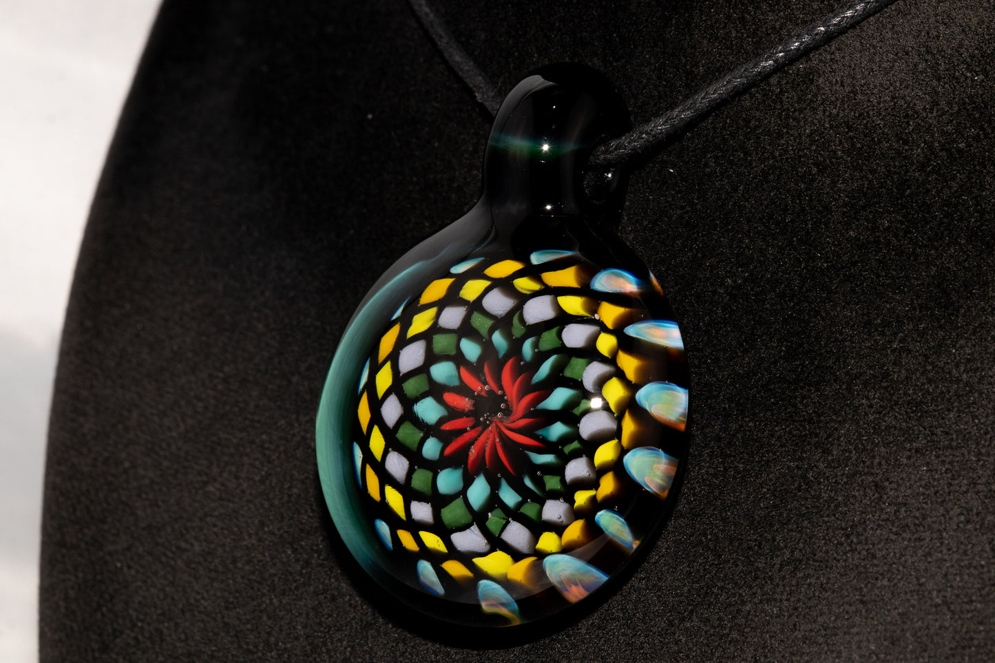 Multicolored Mandala Pendant | Fillacello Glass Art | Heady Sacred Geometry Jewelry