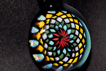 Multicolored Mandala Pendant | Fillacello Glass Art | Heady Sacred Geometry Jewelry