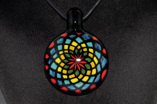 Unique Mandala Glass Pendant | Colorful Fillacello Design | Sacred Geometry Jewelry Art
