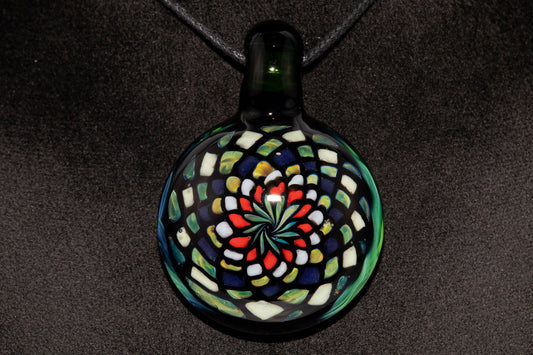 Handmade Mandala Glass Pendant | Vibrant Rainbow Fillacello | Psychedelic Jewelry Art