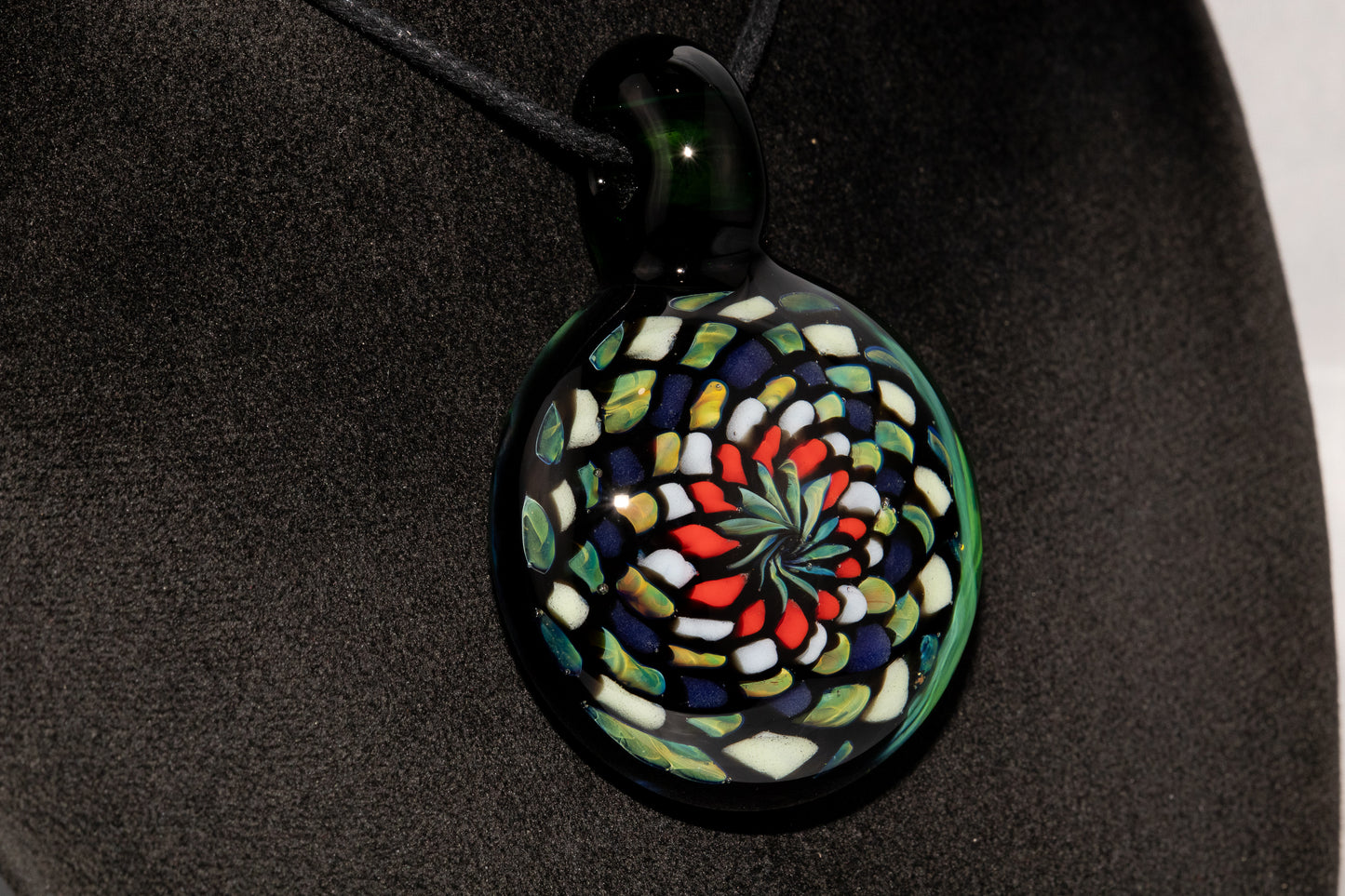 Handmade Mandala Glass Pendant | Vibrant Rainbow Fillacello | Psychedelic Jewelry Art