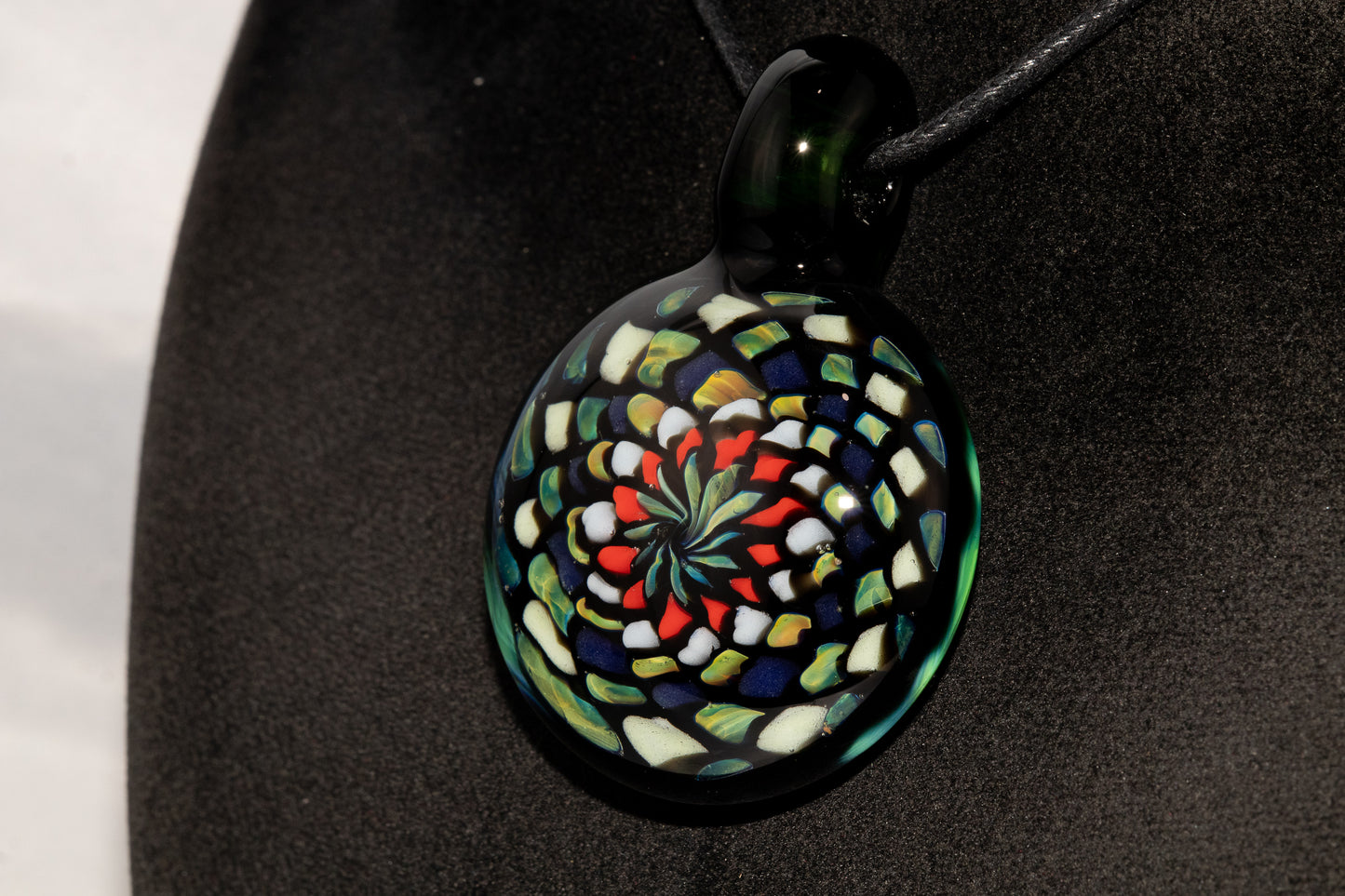 Handmade Mandala Glass Pendant | Vibrant Rainbow Fillacello | Psychedelic Jewelry Art