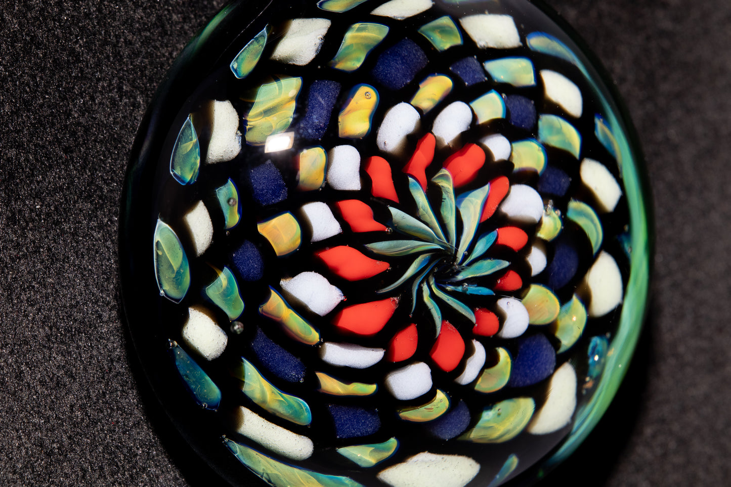 Handmade Mandala Glass Pendant | Vibrant Rainbow Fillacello | Psychedelic Jewelry Art