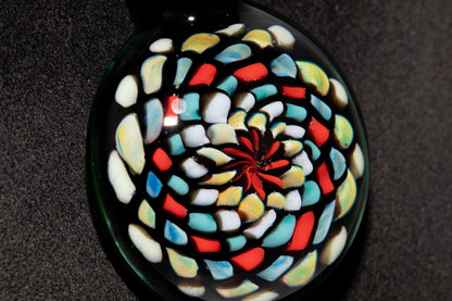 Large Mandala Pendant | Intricate Glass Fractal Pattern | Heady Multicolor Jewelry
