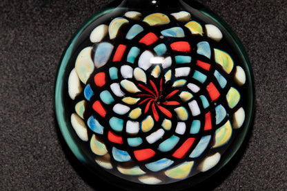 Large Mandala Pendant | Intricate Glass Fractal Pattern | Heady Multicolor Jewelry