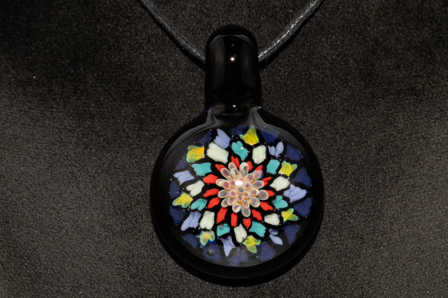 Unique Mandala Glass Pendant | Colorful Fillacello Design | Sacred Geometry Jewelry Art