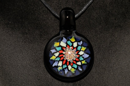 Unique Mandala Glass Pendant | Colorful Fillacello Design | Sacred Geometry Jewelry Art