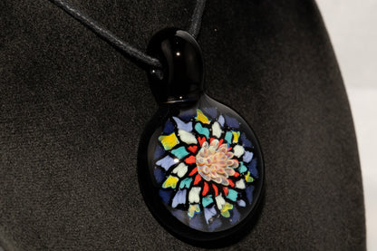 Unique Mandala Glass Pendant | Colorful Fillacello Design | Sacred Geometry Jewelry Art