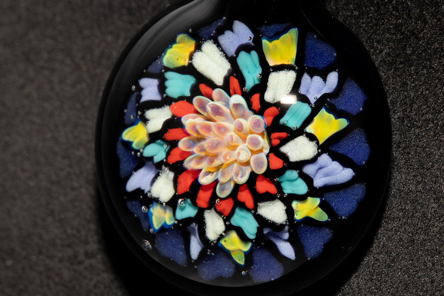 Unique Mandala Glass Pendant | Colorful Fillacello Design | Sacred Geometry Jewelry Art