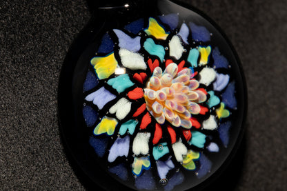 Unique Mandala Glass Pendant | Colorful Fillacello Design | Sacred Geometry Jewelry Art