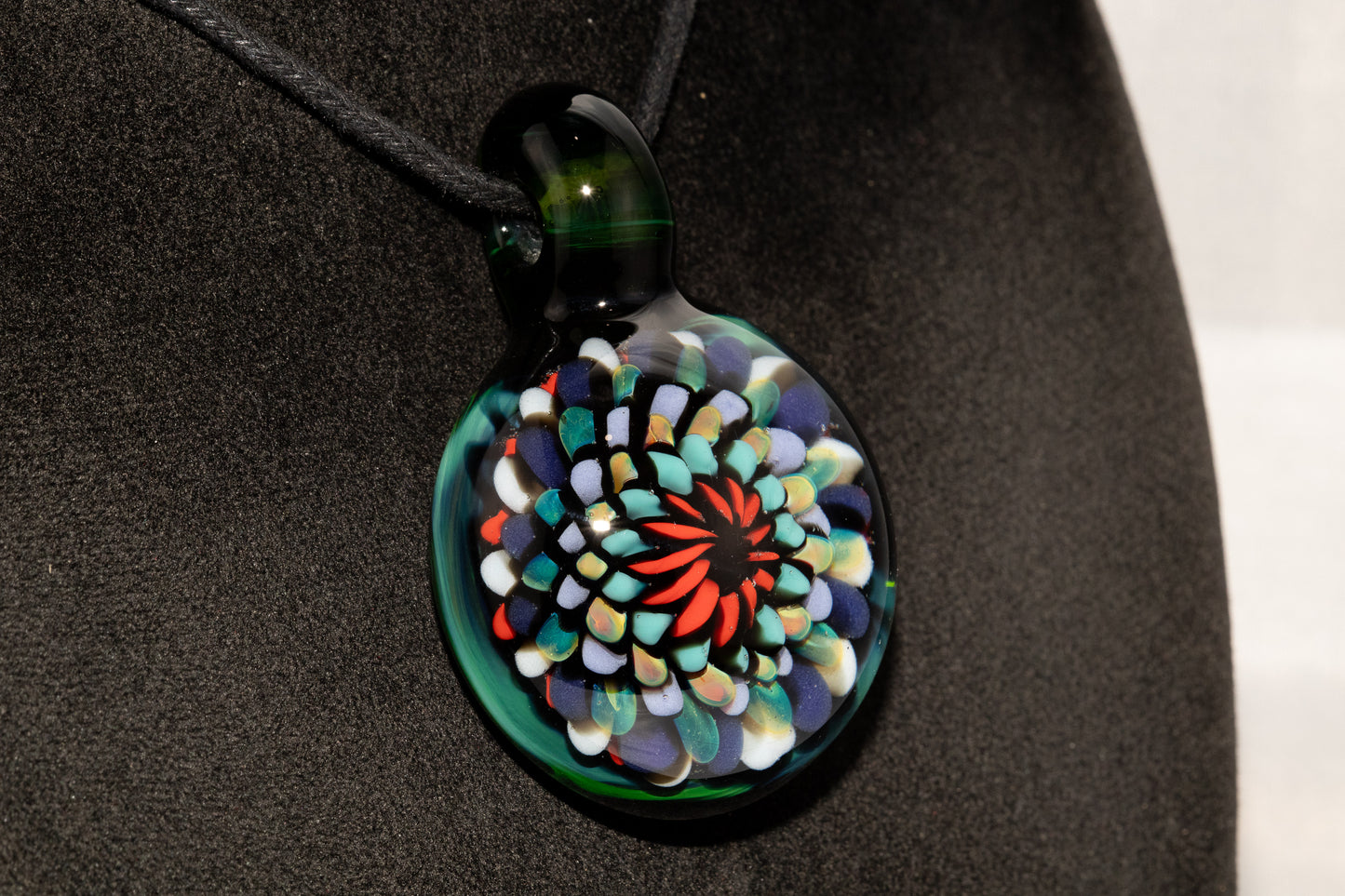 Artisan Mandala Pendant | Multicolor Glass Symmetry | Heady Psychedelic Wearable Art