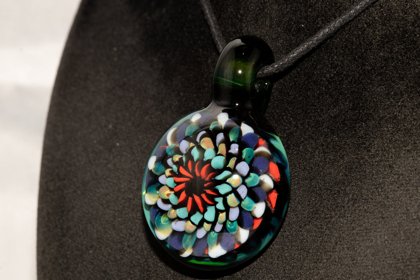 Artisan Mandala Pendant | Multicolor Glass Symmetry | Heady Psychedelic Wearable Art