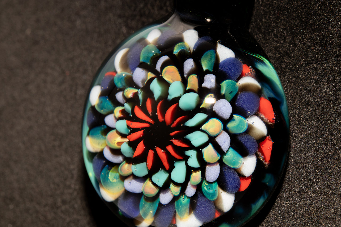 Artisan Mandala Pendant | Multicolor Glass Symmetry | Heady Psychedelic Wearable Art