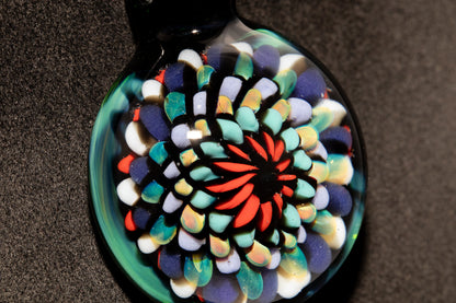 Artisan Mandala Pendant | Multicolor Glass Symmetry | Heady Psychedelic Wearable Art