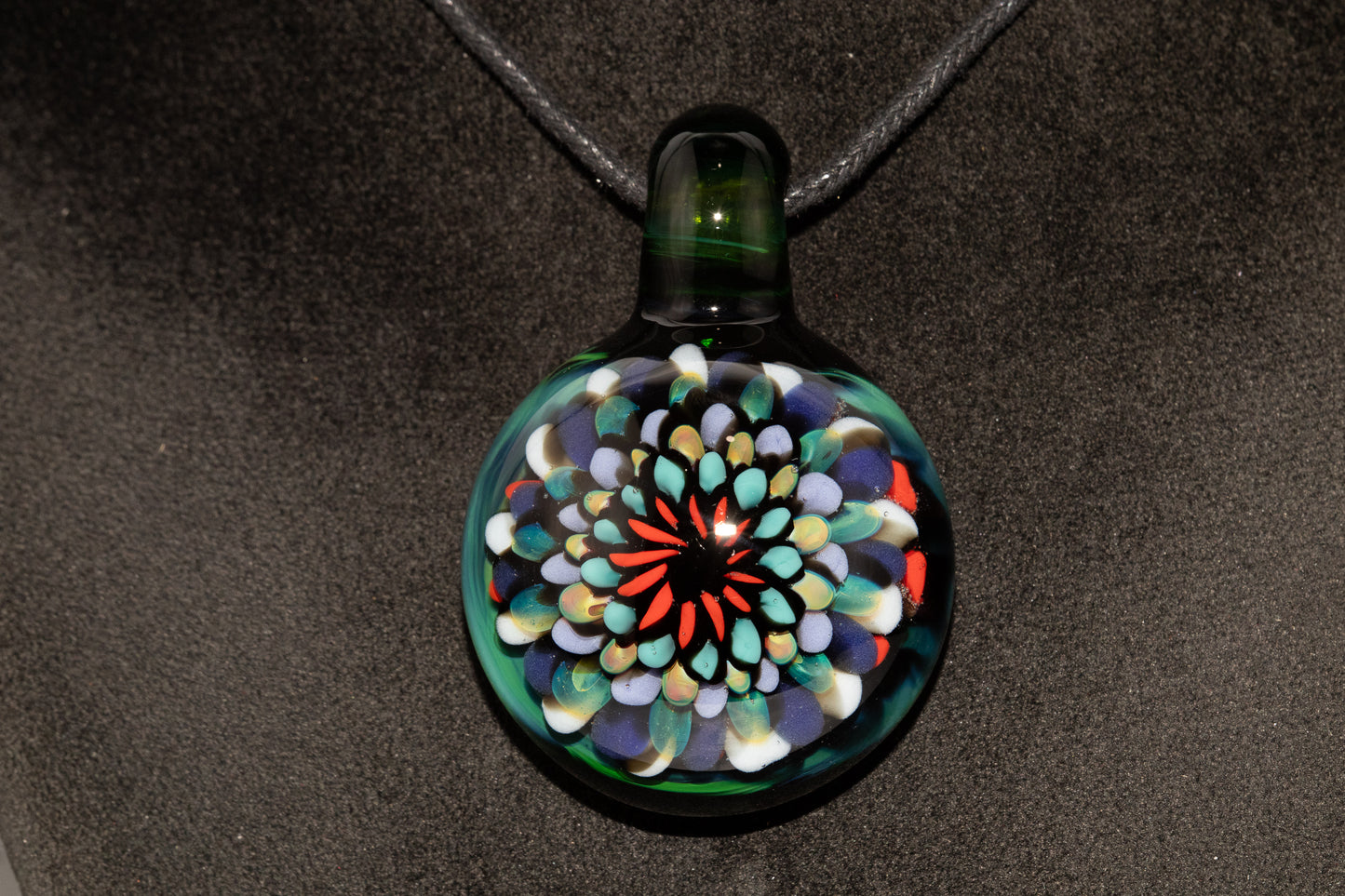 Artisan Mandala Pendant | Multicolor Glass Symmetry | Heady Psychedelic Wearable Art