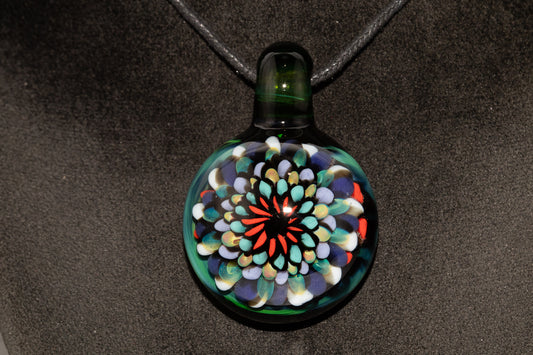 Artisan Mandala Pendant | Multicolor Glass Symmetry | Heady Psychedelic Wearable Art