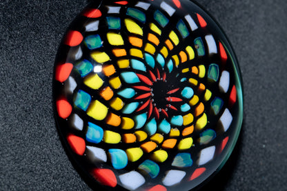 Artisan Mandala Pendant | Multicolor Glass Symmetry | Heady Psychedelic Wearable Art