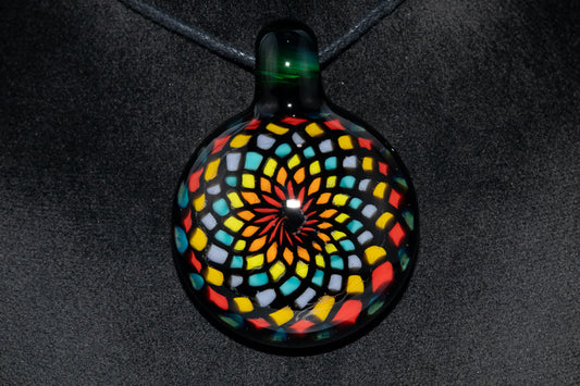 Artisan Mandala Pendant | Multicolor Glass Symmetry | Heady Psychedelic Wearable Art