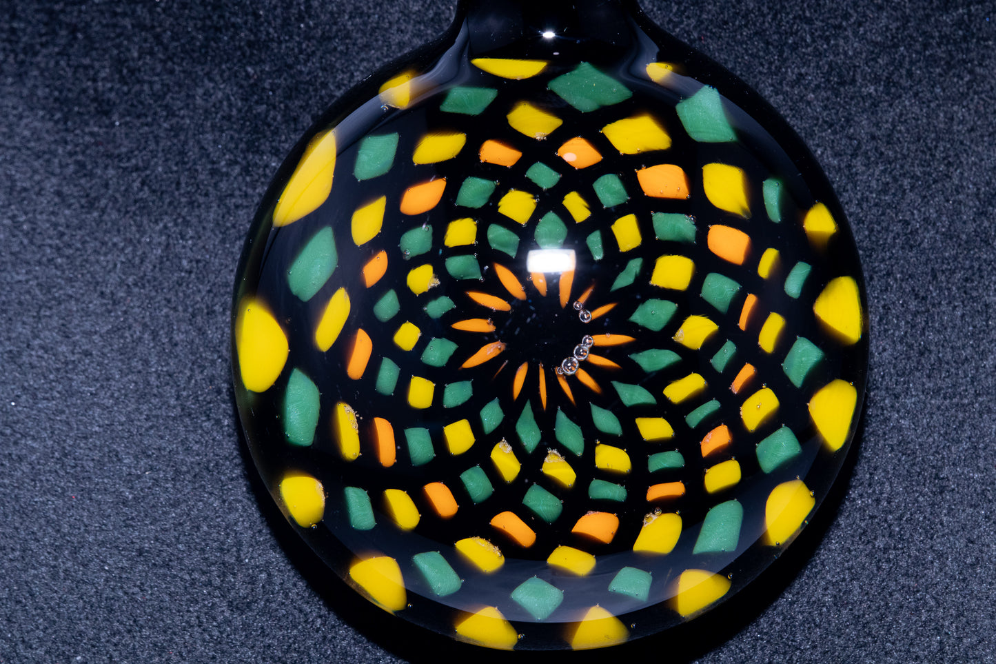 Unique Mandala Glass Pendant | Colorful Fillacello Green bay Packers Design | Sacred Geometry Jewelry Art