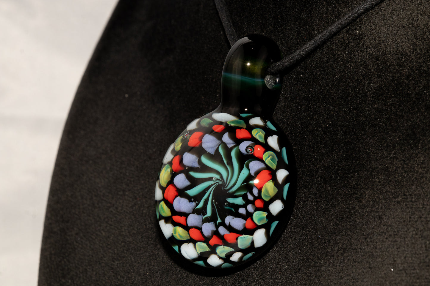 Large Mandala Pendant | Intricate Glass Fractal Pattern | Heady Multicolor Jewelry