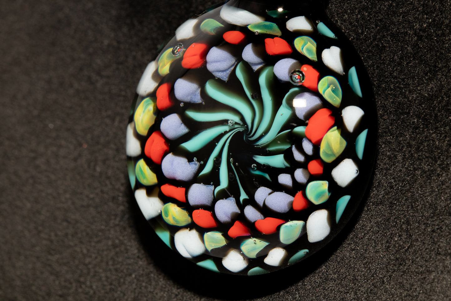 Large Mandala Pendant | Intricate Glass Fractal Pattern | Heady Multicolor Jewelry