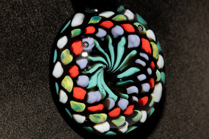 Large Mandala Pendant | Intricate Glass Fractal Pattern | Heady Multicolor Jewelry