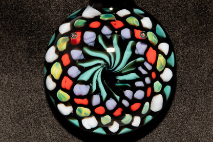 Large Mandala Pendant | Intricate Glass Fractal Pattern | Heady Multicolor Jewelry