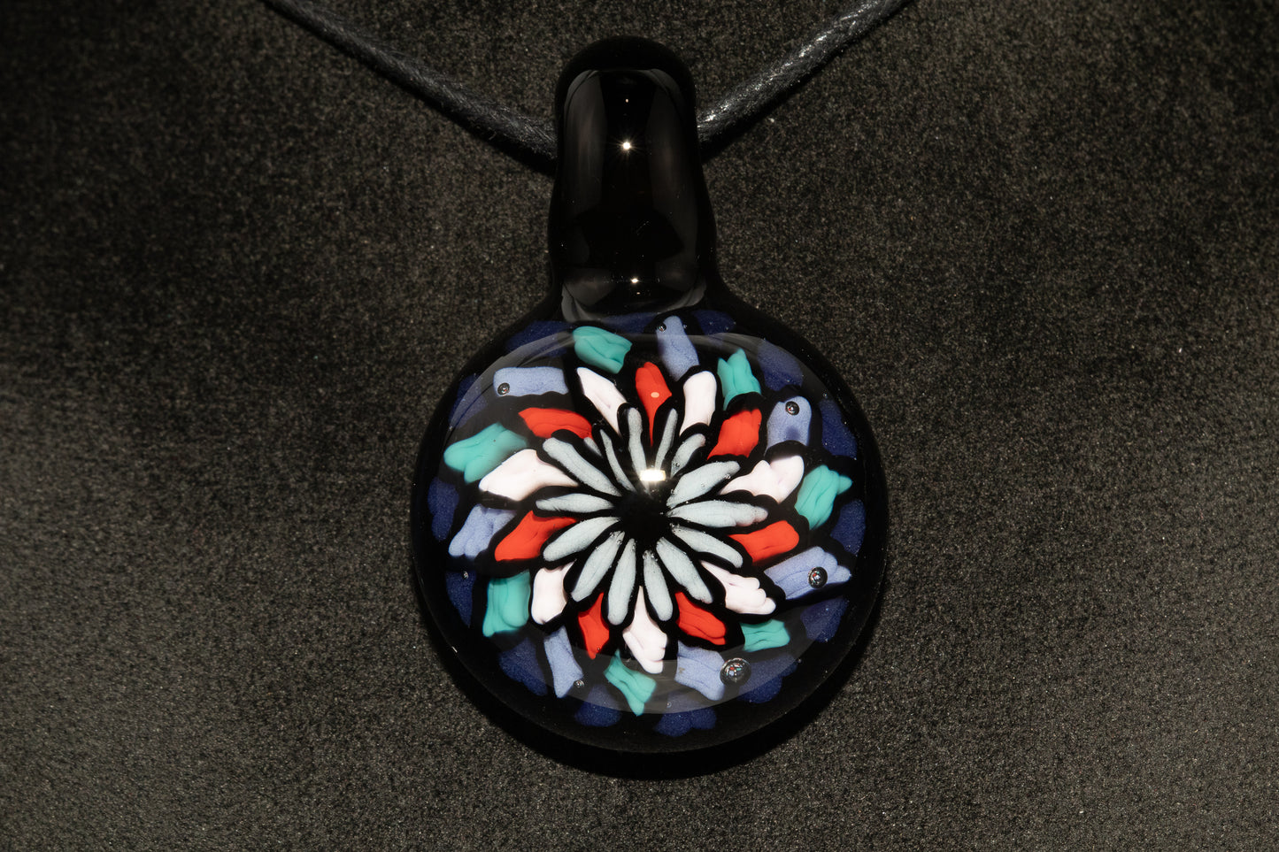 Handmade Mandala Glass Pendant | Vibrant Rainbow Fillacello | Psychedelic Jewelry Art