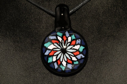 Handmade Mandala Glass Pendant | Vibrant Rainbow Fillacello | Psychedelic Jewelry Art