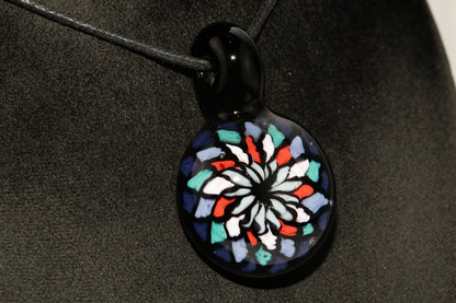 Handmade Mandala Glass Pendant | Vibrant Rainbow Fillacello | Psychedelic Jewelry Art