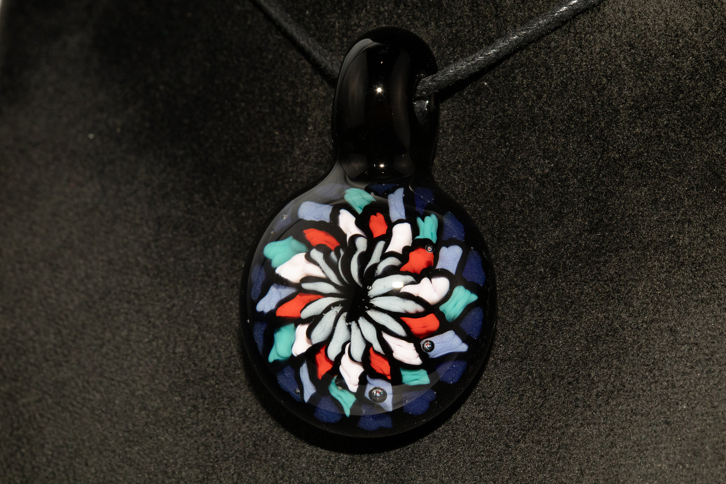 Handmade Mandala Glass Pendant | Vibrant Rainbow Fillacello | Psychedelic Jewelry Art