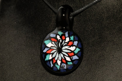 Handmade Mandala Glass Pendant | Vibrant Rainbow Fillacello | Psychedelic Jewelry Art
