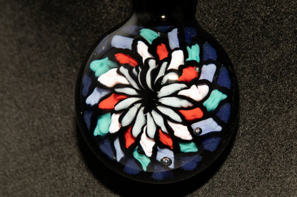 Handmade Mandala Glass Pendant | Vibrant Rainbow Fillacello | Psychedelic Jewelry Art
