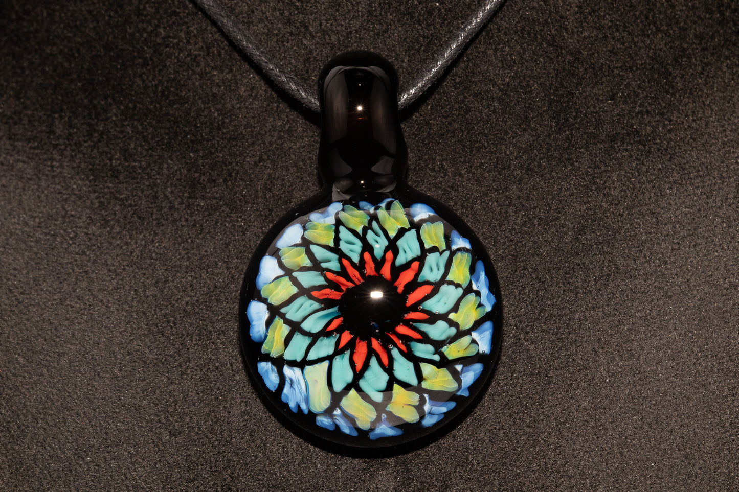 Multicolored Mandala Pendant | Fillacello Glass Art | Heady Sacred Geometry Jewelry