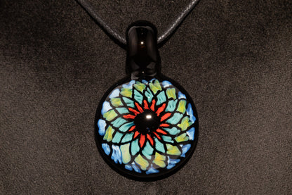 Multicolored Mandala Pendant | Fillacello Glass Art | Heady Sacred Geometry Jewelry