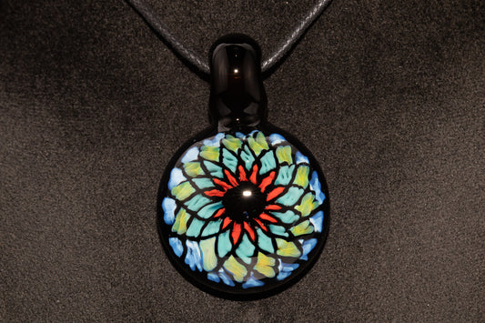 Multicolored Mandala Pendant | Fillacello Glass Art | Heady Sacred Geometry Jewelry
