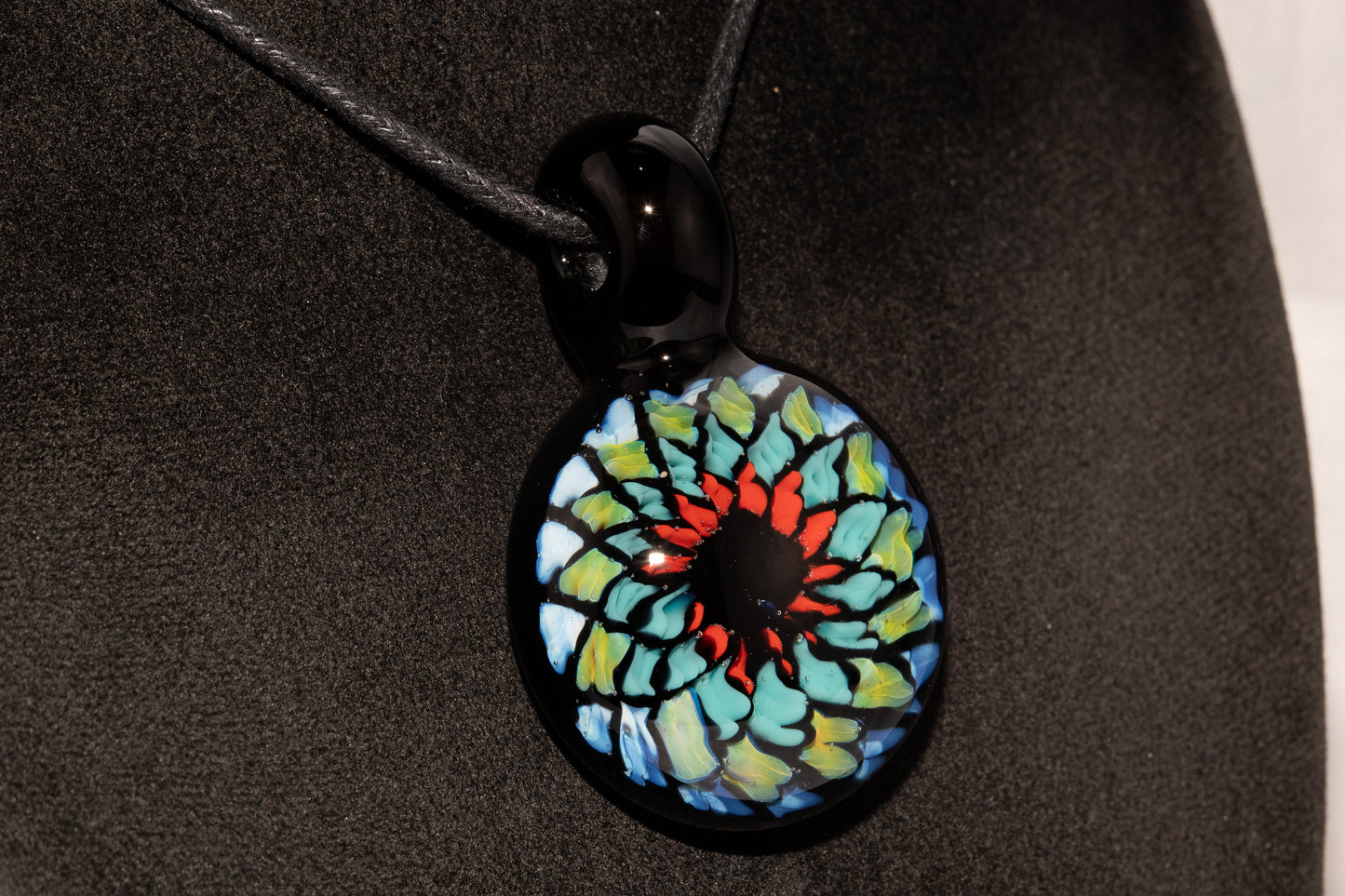 Multicolored Mandala Pendant | Fillacello Glass Art | Heady Sacred Geometry Jewelry