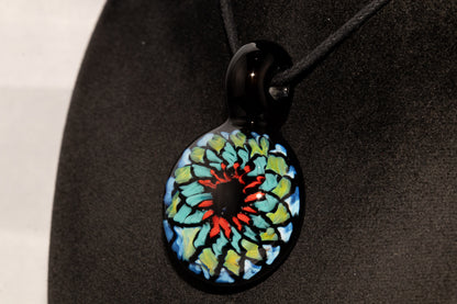 Multicolored Mandala Pendant | Fillacello Glass Art | Heady Sacred Geometry Jewelry