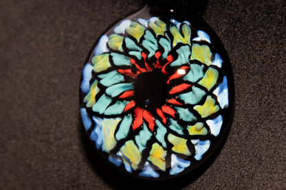 Multicolored Mandala Pendant | Fillacello Glass Art | Heady Sacred Geometry Jewelry