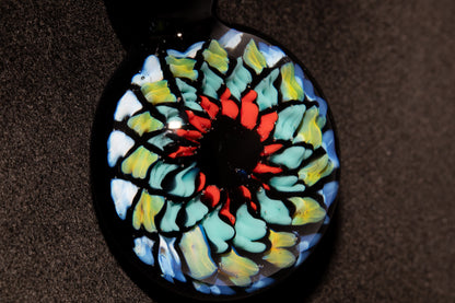Multicolored Mandala Pendant | Fillacello Glass Art | Heady Sacred Geometry Jewelry