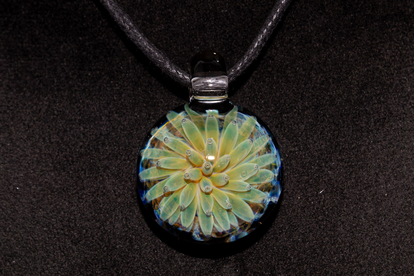Handmade Glass Pendant | Air Trap Implosion Jewelry | Galaxy Flower Necklace | Space Nebula Art | Unique Artisan Pendant