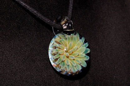 Handmade Glass Pendant | Air Trap Implosion Jewelry | Galaxy Flower Necklace | Space Nebula Art | Unique Artisan Pendant